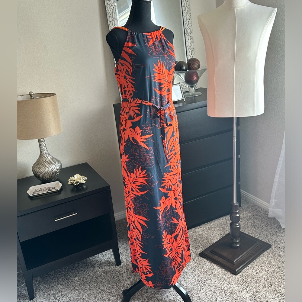 Donna Morgan Braided Strap Print Maxi Dress- size 4